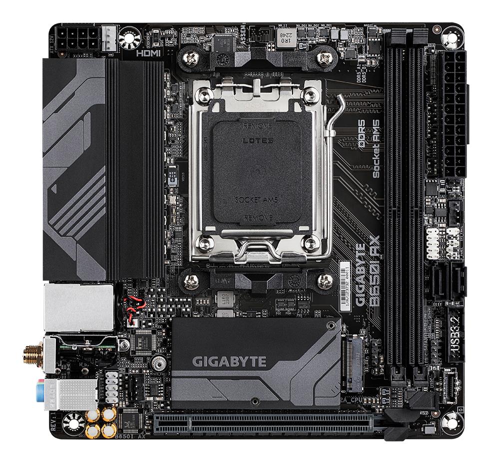 Mainboard GIGABYTE AMD B650 Socket AM5 mini ITX RAM DDR5-SDRAM 2xSlots Wi-Fi Yes Bluetooth Yes 1xNumber of M.2 (M) slots B650IAX1.2