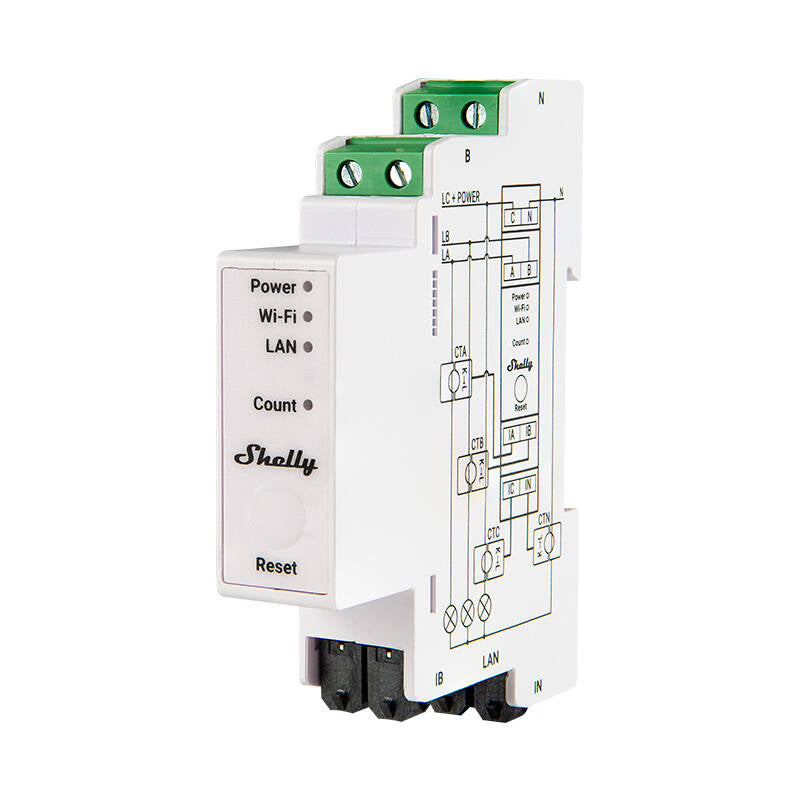 Shelly PRO 3EM 120A 3-Phase Energy Meter, WiFi/Bluetooth - Image 1