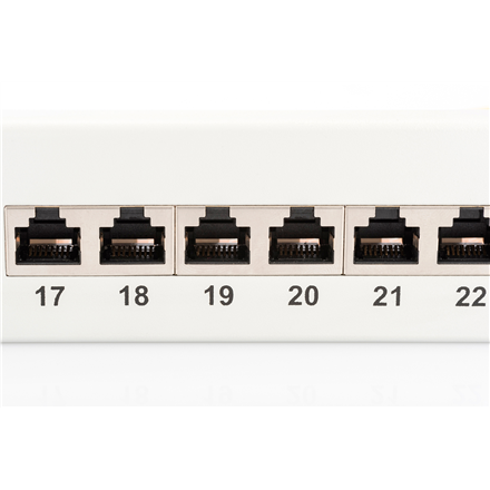 Digitus | Patch Panel | DN-91624S | 48.2 x 4.4 x 10.9 cm | Category: CAT 6; Ports: 24 x RJ45; Retention strength: 7.7 kg