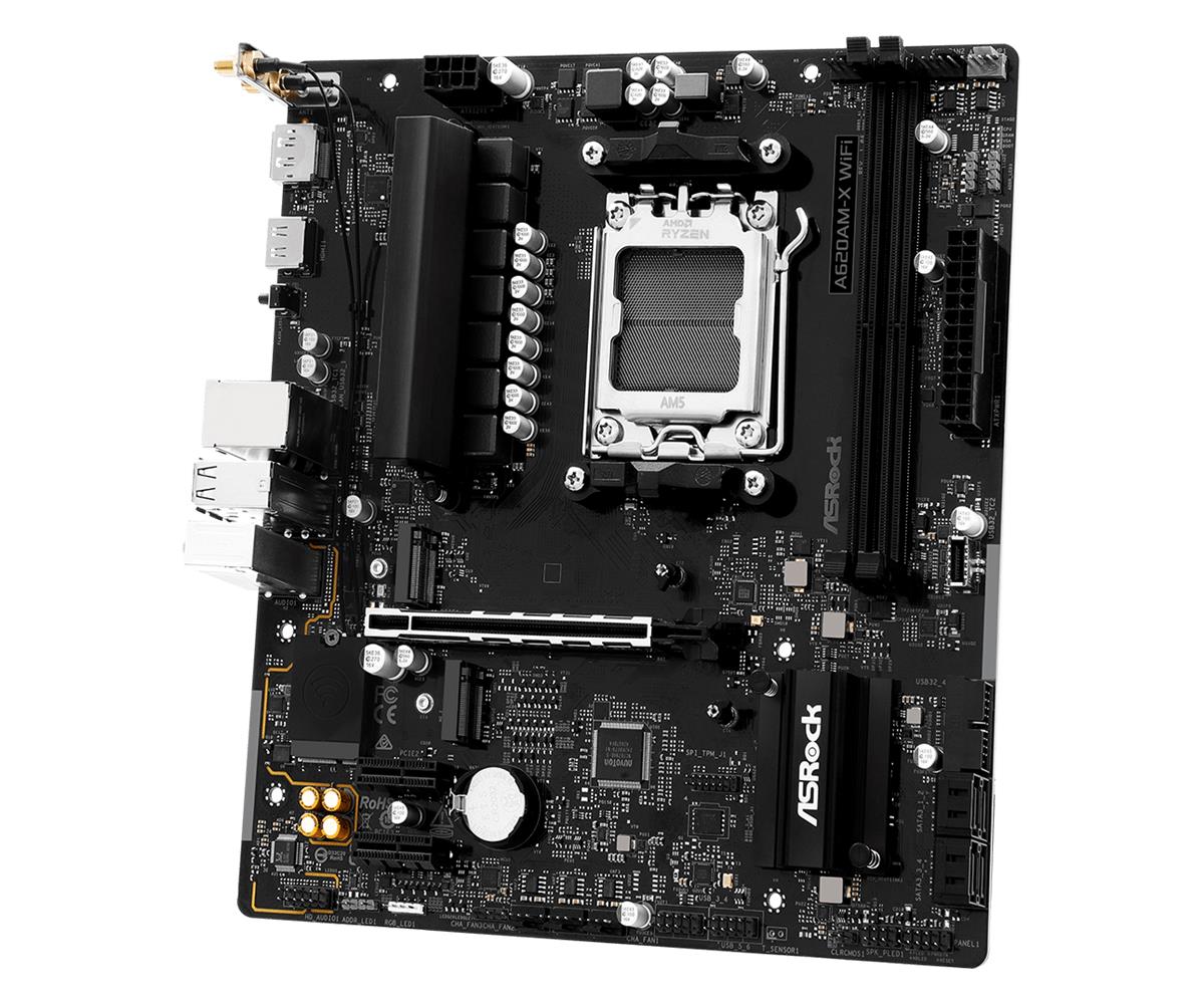 Mainboard ASROCK AMD A620 SAM5 Micro-ATX Memory DDR5 Memory slots 2 A620AM-XWIFI