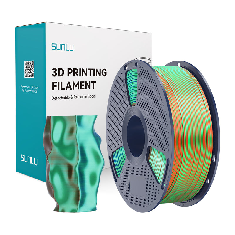 Sunlu PLA+ Silk Tri-Color Filament (orange, blue, and green) - Image 1