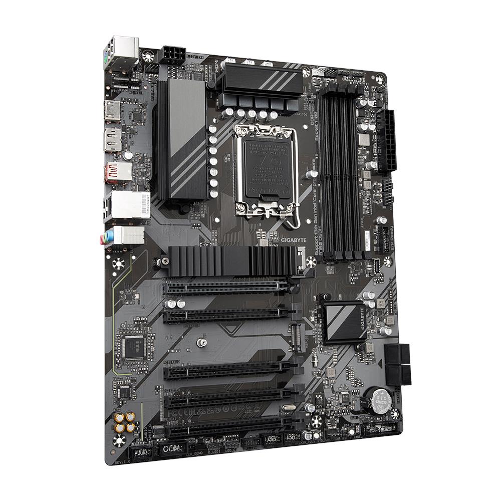 Mainboard GIGABYTE Intel B760 Express LGA1700 ATX Memory DDR5 Memory slots 4 4xPCI-Express 3.0 1x 1xPCI-Express 4.0 16x 2xM.2 1xHDMI 1xDisplayPort 4xUSB 2.0 1xUSB 3.2 1xUSB-C 1xPS/2 1xRJ45 3xAudio port B760DS3H