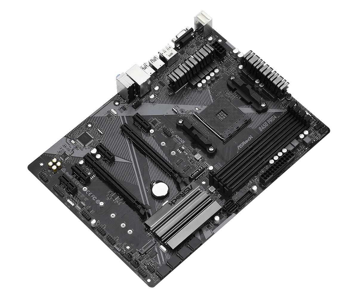 Mainboard ASROCK AMD B450 SAM4 ATX 4xPCI-Express 2.0 1x 2xPCI-Express 3.0 16x 2xM.2 Memory DDR4 Memory slots 4 1x15pin D-sub 1xHDMI 1xDisplayPort 2xAudio-In 1xAudio-Out 2xUSB 2.0 1xUSB type C 5xUSB 3.2 1xPS/2 1xRJ45 B450PRO4R2.0