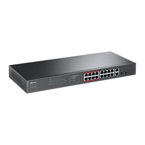 Switch TP-LINK Desktop/pedestal 16x10Base-T / 100Base-TX 2x10/100/1000BASE-T/SFP combo PoE+ ports 16 192 Watts TL-SL1218MP