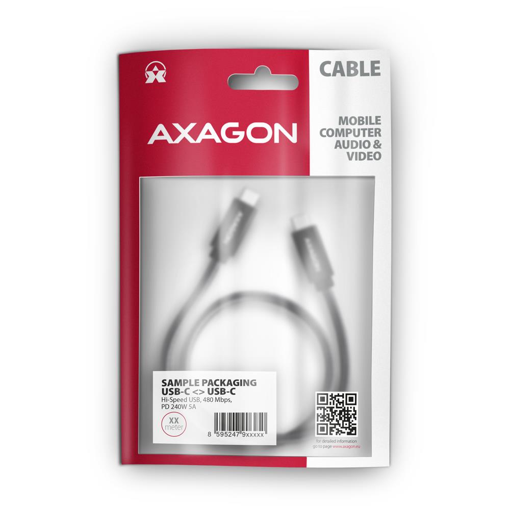 CABLE USB-C TO USB-C 1.5M 240W/BRAID BLK BUCM2-CM15AB AXAGON