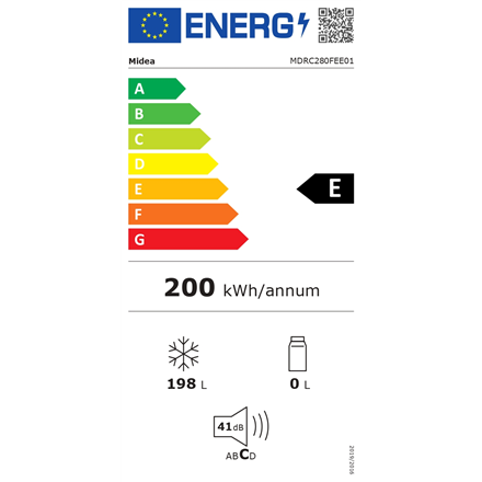 Midea Freezer | MDRC280FEE01 | Energy efficiency class E | Chest | Free standing | Height 85 cm | Total net capacity 198 L | White