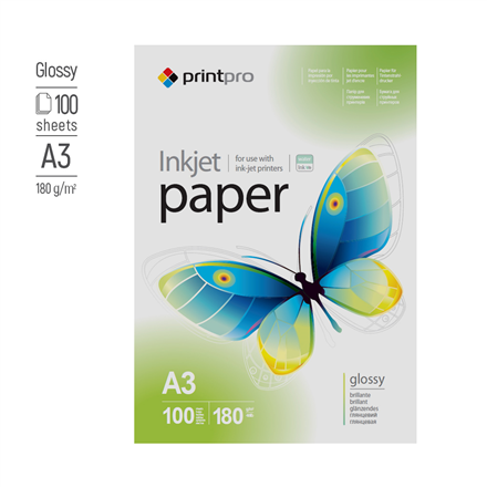 Photo paper PrintPro, 100 sheets | High Glossy | 180 g/m² | A3
