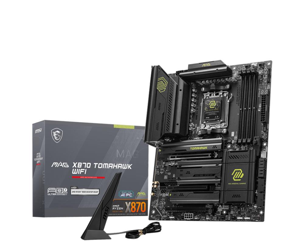 Mainboard MSI AMD X870 SAM5 ATX Memory DDR5 Memory slots 4 1xPCI-Express 1x 3xPCI-Express 16x 4xM.2 1xHDMI 1xAudio-In 1xAudio-Out 4xUSB 2.0 4xUSB 3.2 3xUSB-C 1xRJ45 MAGX870TOMAHAWKWIFI