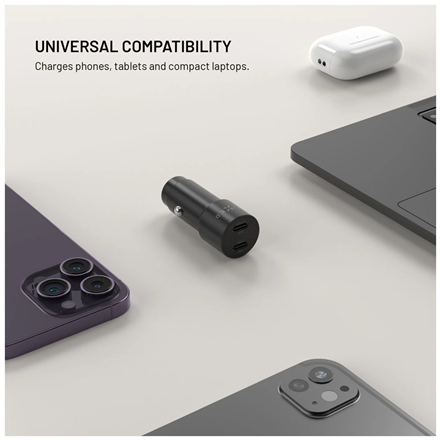 Fixed Dual USB-C Car Charger, 65W, PD 3.0