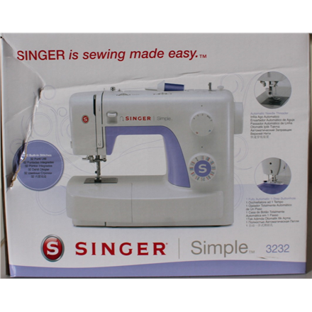 SALE OUT. Singer | Sewing Machine | Simple 3232 | Number of stitches 32 | Number of buttonholes 1 | White | DAMAGED PACK