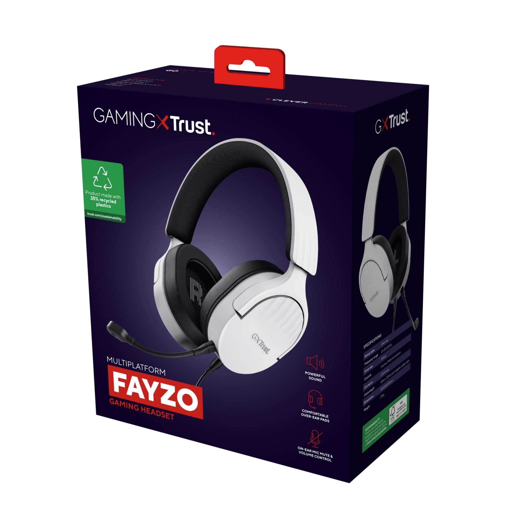 HEADSET GXT489W FAYZO/WHT 25210 TRUST