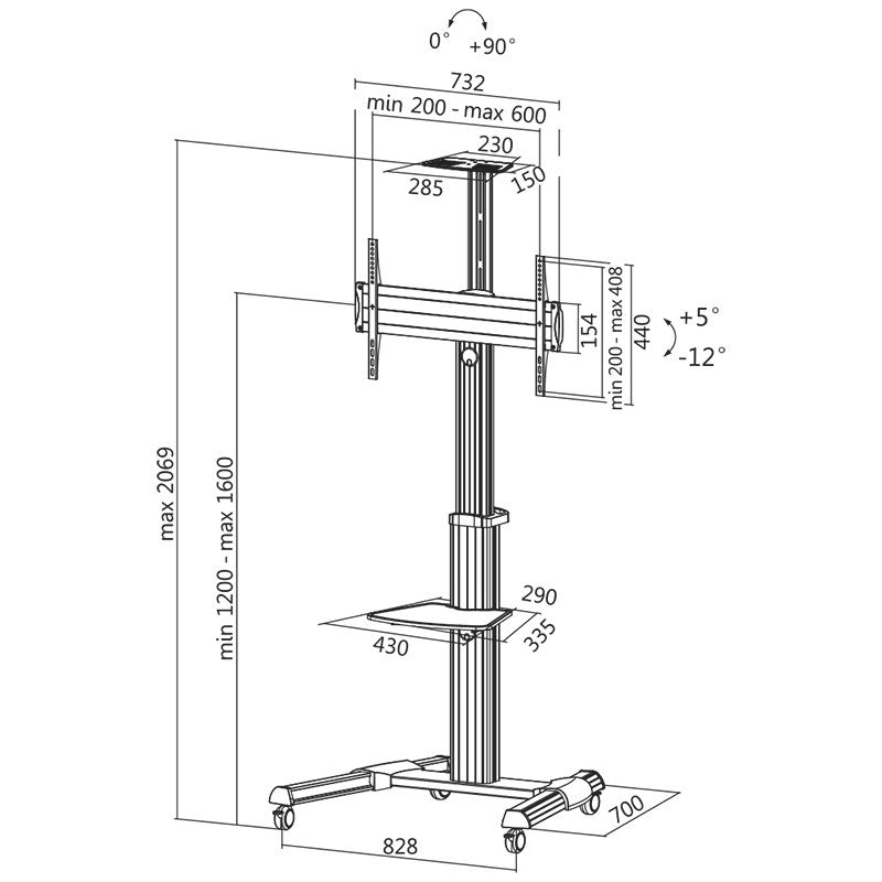 TV cart, 37-70 39; VESA, 50kg. max