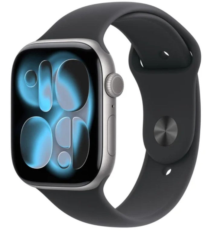 Watch Series 11 GPS+Cellular 42mm Space Grey Aluminium Case with Black Sport Band - M/L