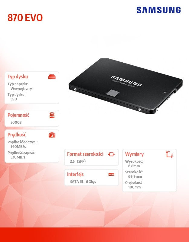 SSD drive 870EVO MZ-77E500B/EU 500GB