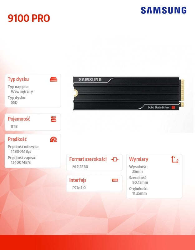 SSD Disk 9100 PRO 8TB Heatsink NVMe MZ-VAP8T0CW