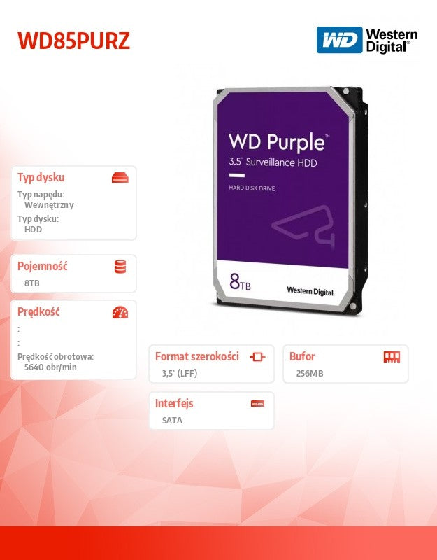 Purple 8TB 3.5 inch WD85PURZ Hard Drive