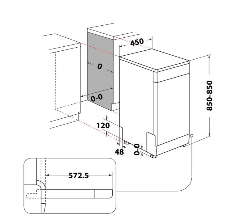 Dishwasher WSFO3O34PFX 45 cm