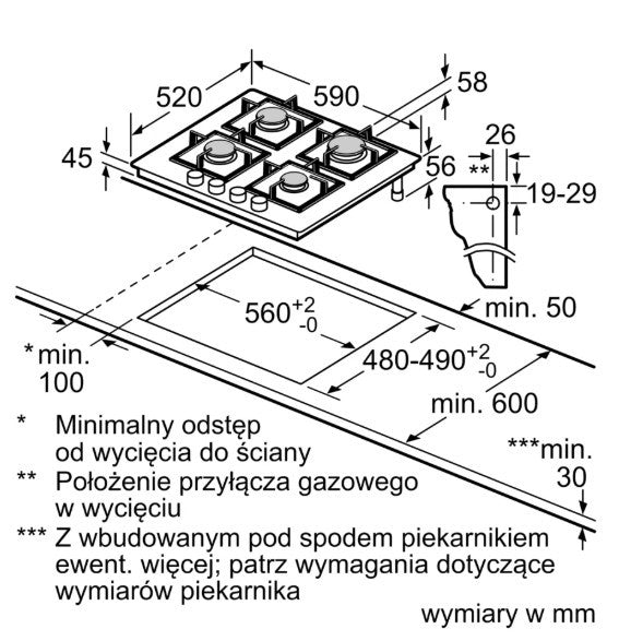 Gas hob PRP6A6H40