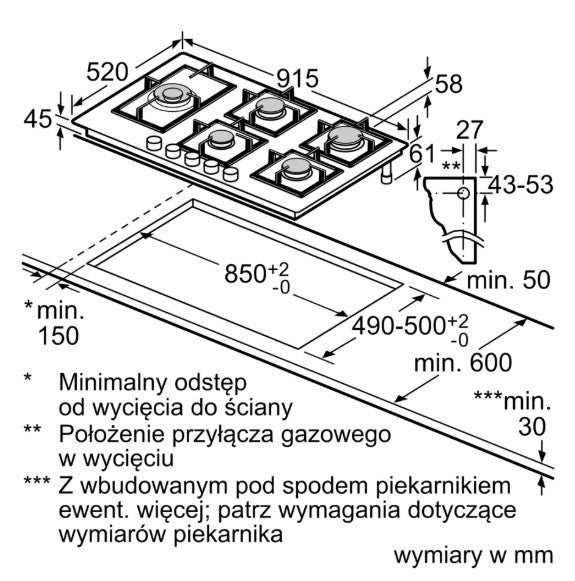 PPM9A6I40 Gas hob