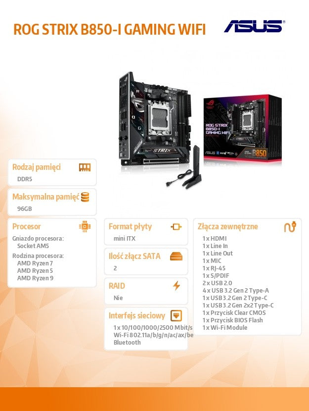 Motherboard ROG STRIX B850-I GAMING WIFI
