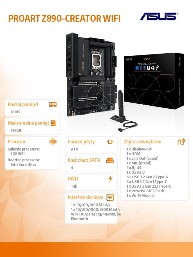Motherboard PROART Z890 CREATOR WIFI