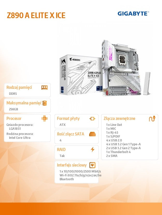 Motherboard Z890 A ELITE X ICE