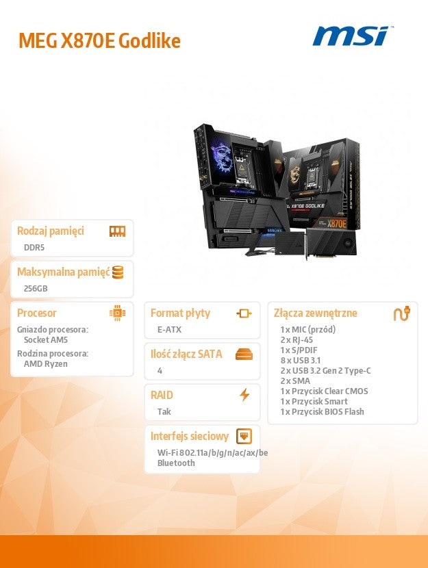 Motherboard MEG X870E GODLIKE AM5 4DDR5 ATX