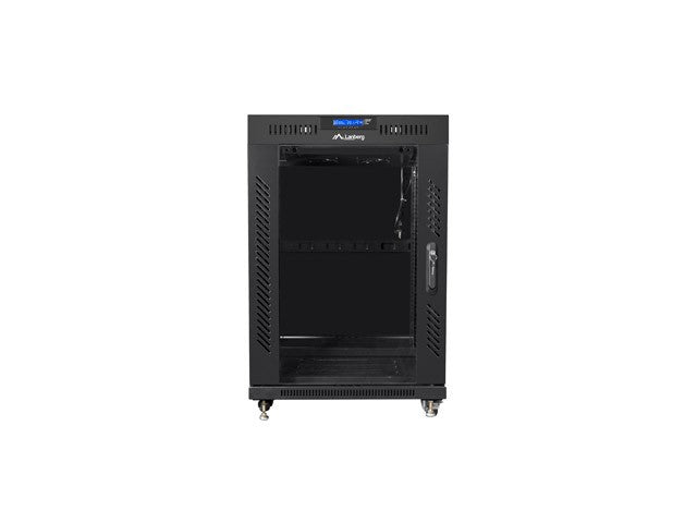 Rack installation, standing 19 15U 600X600 black, glass door (flat pack)