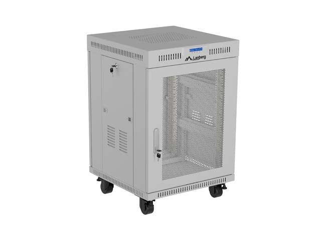 19-inch 15U floor-standing rack cabinet, 600x600, perforated door, LCD (flat-pack), grey