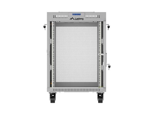 19-inch 15U floor-standing rack cabinet, 600x600, perforated door, LCD (flat-pack), grey
