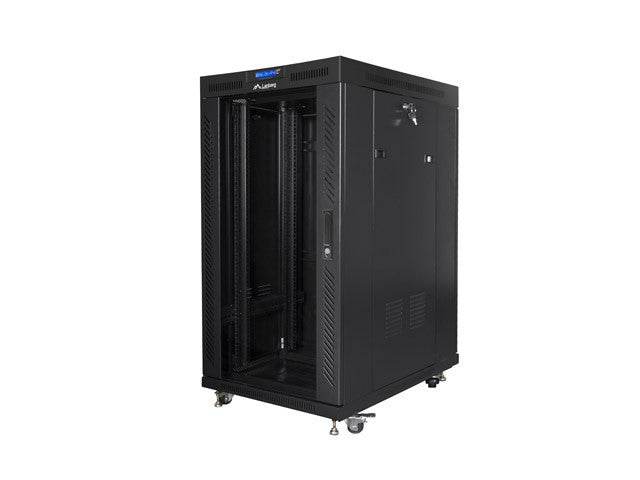Free-standing cabinet 19 inches 22U 800x1000 glass doors LCD (flat pack) V2 black