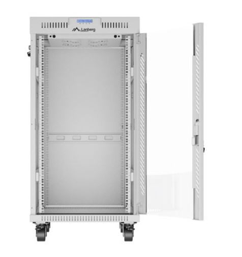 Szafa stojąca rack 19 22U 600x800 szara drzwi szklane LCD flack pack