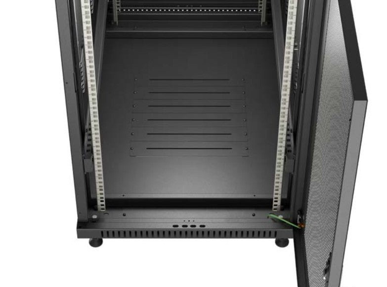 19-inch 22U 600x1000 black floor-standing rack cabinet with perforated doors (flat pack)
