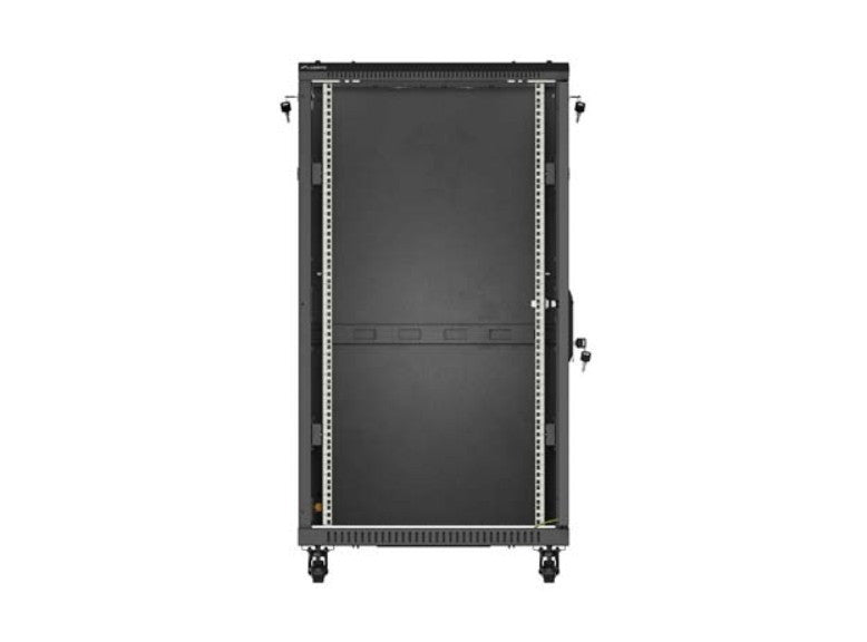 19" 22U 600x1000 black floor-standing rack cabinet with glass doors (flat pack)