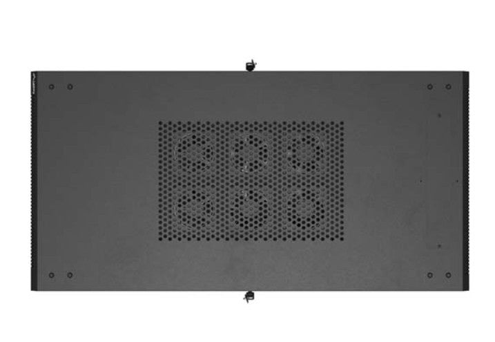 19" 22U 600x1200 black floor-standing rack cabinet with perforated doors (flat pack)