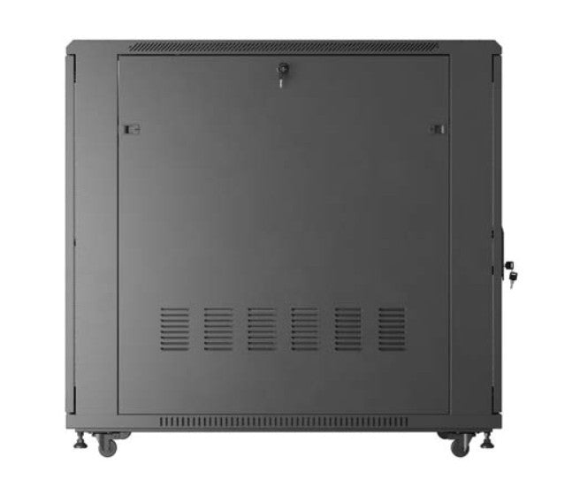 19" 22U 600x1200 black floor-standing rack cabinet with perforated doors (flat pack)