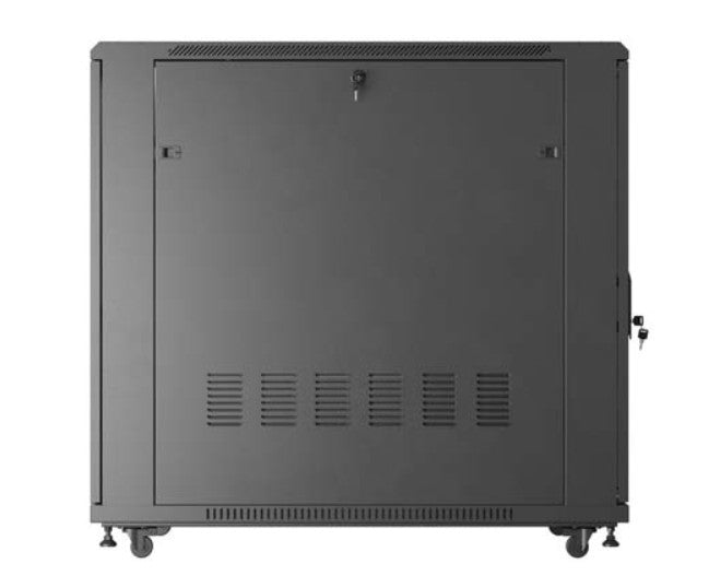 19" 22U 600x1200 black floor-standing rack cabinet with glass doors (flat pack)