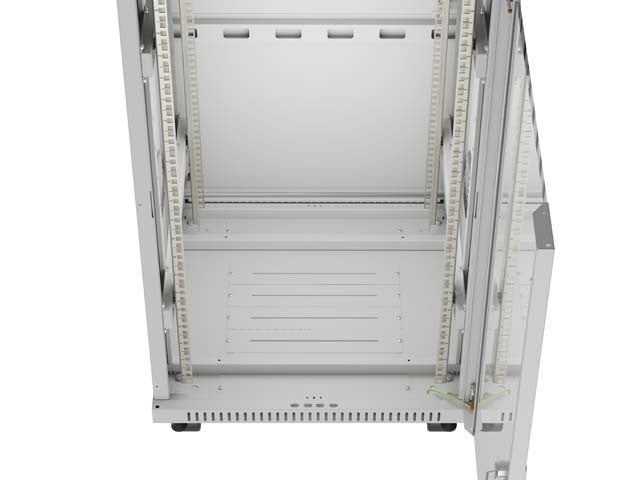 19-inch 22U floor-standing rack cabinet, 600x600, glass door, LCD (flat-pack), grey