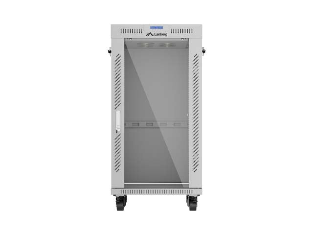 19-inch 22U floor-standing rack cabinet, 600x600, glass door, LCD (flat-pack), grey