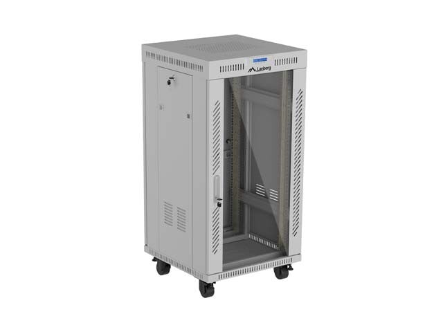 19-inch 22U floor-standing rack cabinet, 600x600, glass door, LCD (flat-pack), grey