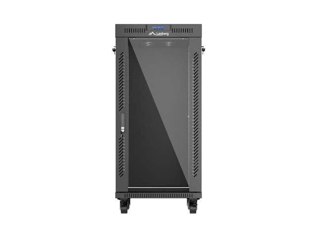 Standing 19" 24U Rack Installation Cabinet 600×600 Black with Glass Door and LCD (Flat Pack) V2 600x600 FF01-6624-12B