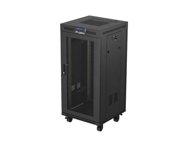 Standing 19" 24U Rack Installation Cabinet 600×600 FF01-6624-23B Perforated Door with LCD (Flat pack) V2
