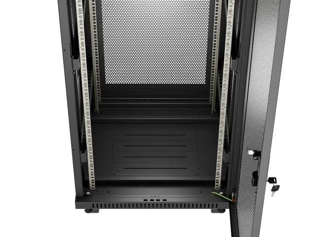 Standing 19" 24U Rack Installation Cabinet 600×600 FF01-6624-23B Perforated Door with LCD (Flat pack) V2