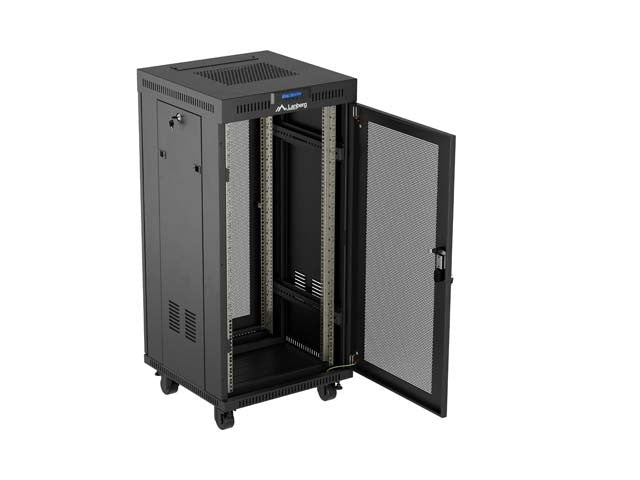 Standing 19" 24U Rack Installation Cabinet 600×600 FF01-6624-23B Perforated Door with LCD (Flat pack) V2