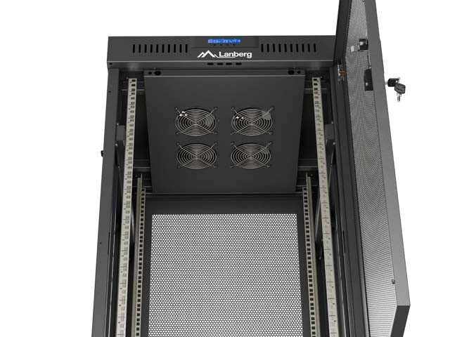 Standing 19" 24U Rack Installation Cabinet 600×600 FF01-6624-23B Perforated Door with LCD (Flat pack) V2
