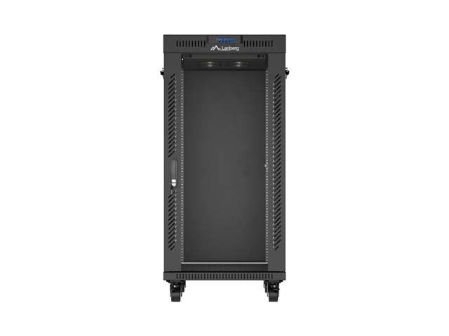 Standing 19" 24U Rack Installation Cabinet 600×800 Black with Glass Door and LCD (Flat Pack) V2