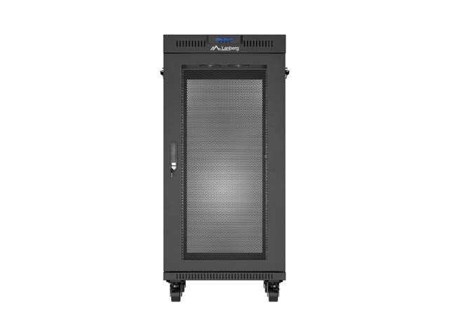 Standing 19" 24U Rack Installation Cabinet 600×800 Black with Perforated Door and LCD (Flat Pack) V2