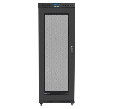 Standing rack cabinet 19 inches 27U 800x1200 black perforated door LCD FLAT PACK