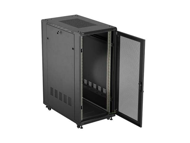 19-inch 27U floor-standing rack cabinet, 600x1000, mesh door, (flat-pack), black