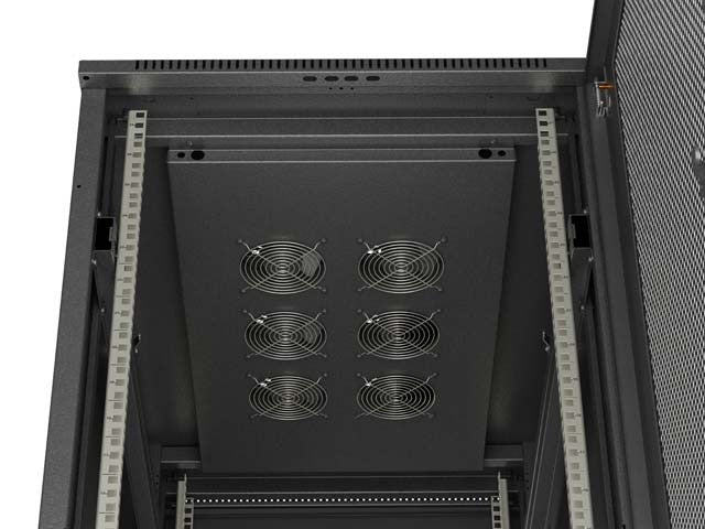 19-inch 27U floor-standing rack cabinet, 600x1000, mesh door, (flat-pack), black